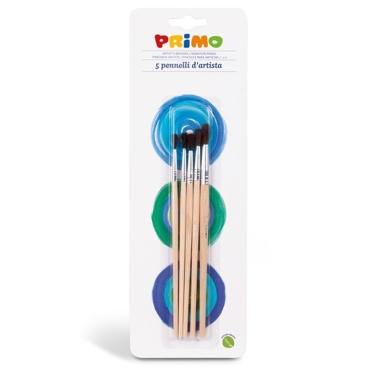 Primo - set 5 pennelli in pelo di pony a punta tonda