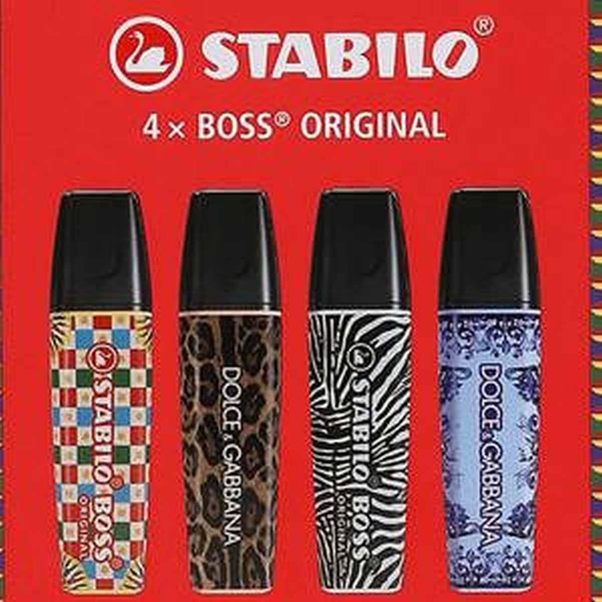 Evidenziatore stabilo boss original x dolce & gabbana - cofanetto 4 pz