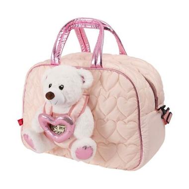 Borsa grande da viaggio rosa con peluche teddy bear perletti toys