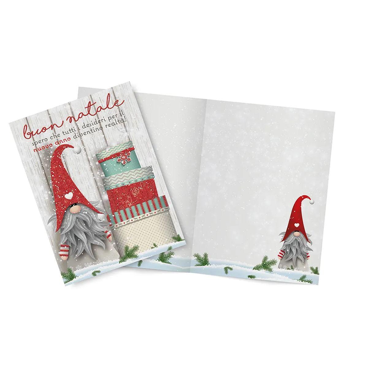 Biglietto di natale con particolari glitterati - 11,5 x 17 cm