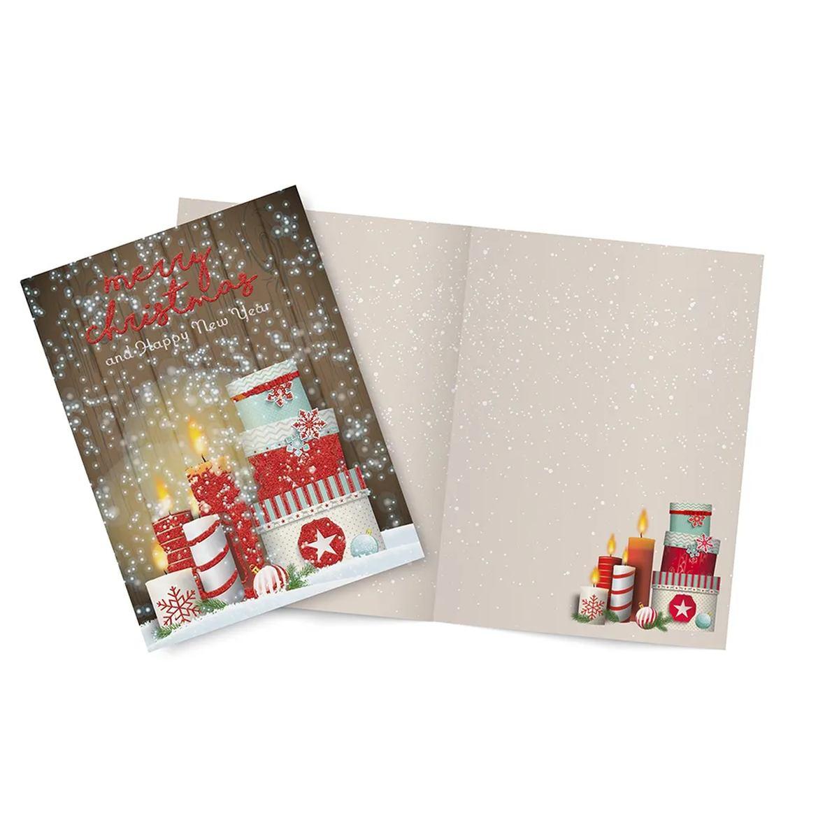 Biglietto di natale con particolari glitterati - 11,5 x 17 cm