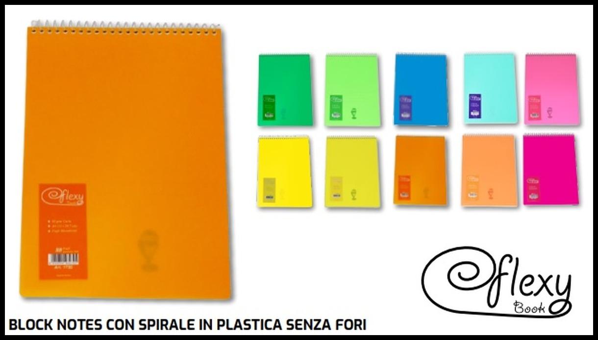 Flexy book block notes con spirale in plastica senza fori
