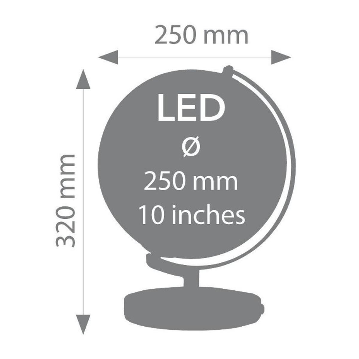 MAPPAMONDO A LUCE TERRA BLUE LIGHT (SE0918)<br />Ø 250 MM / ALT.320 MM - BLUE / SILVER COLOURED