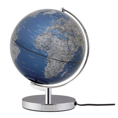 MAPPAMONDO A LUCE TERRA BLUE LIGHT (SE0918)Ø 250 MM / ALT.320 MM - BLUE / SILVER COLOURED