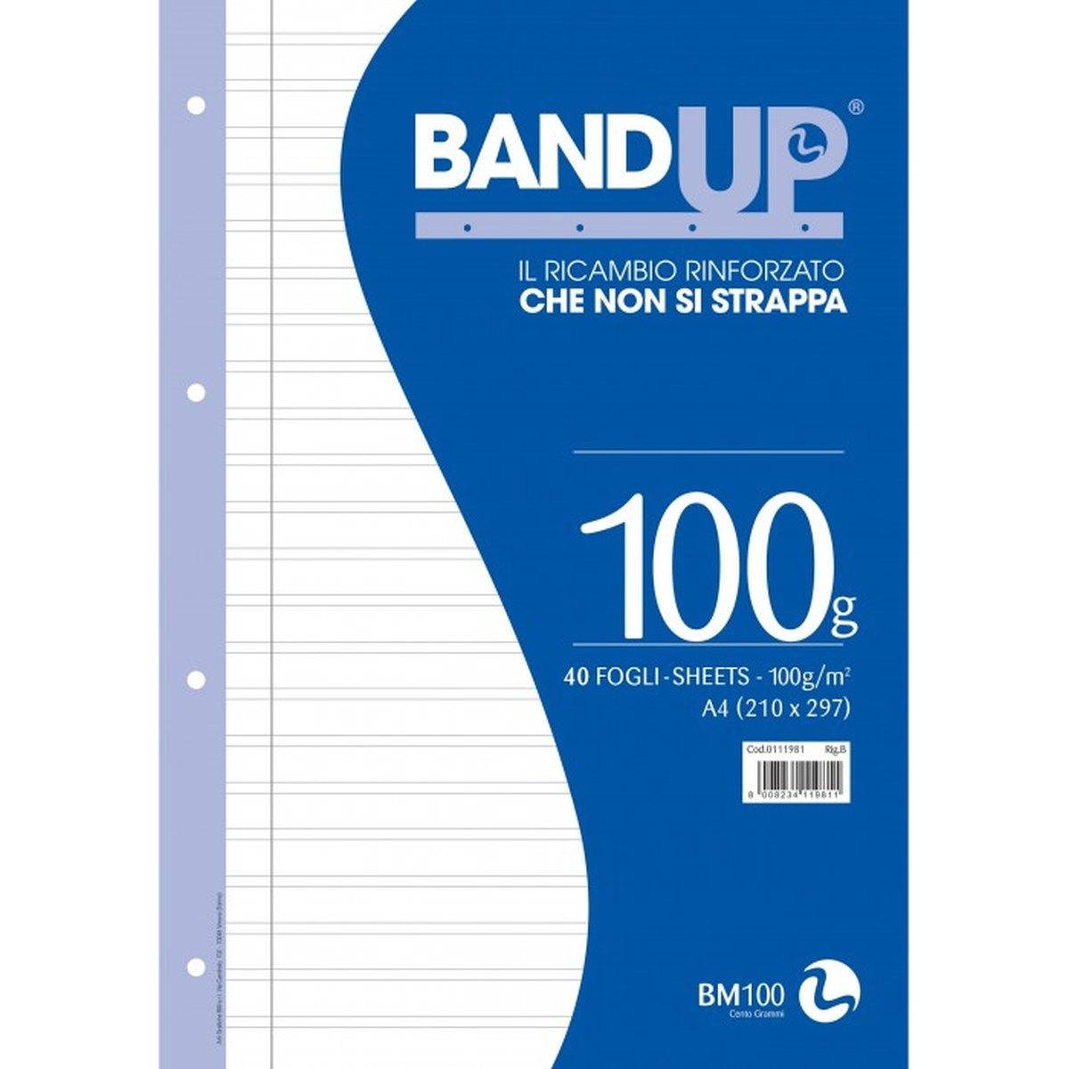 Bm - ricambi maxi quaderno a4 - band-up (fori rinforzati) - 100 gr - 40 ff