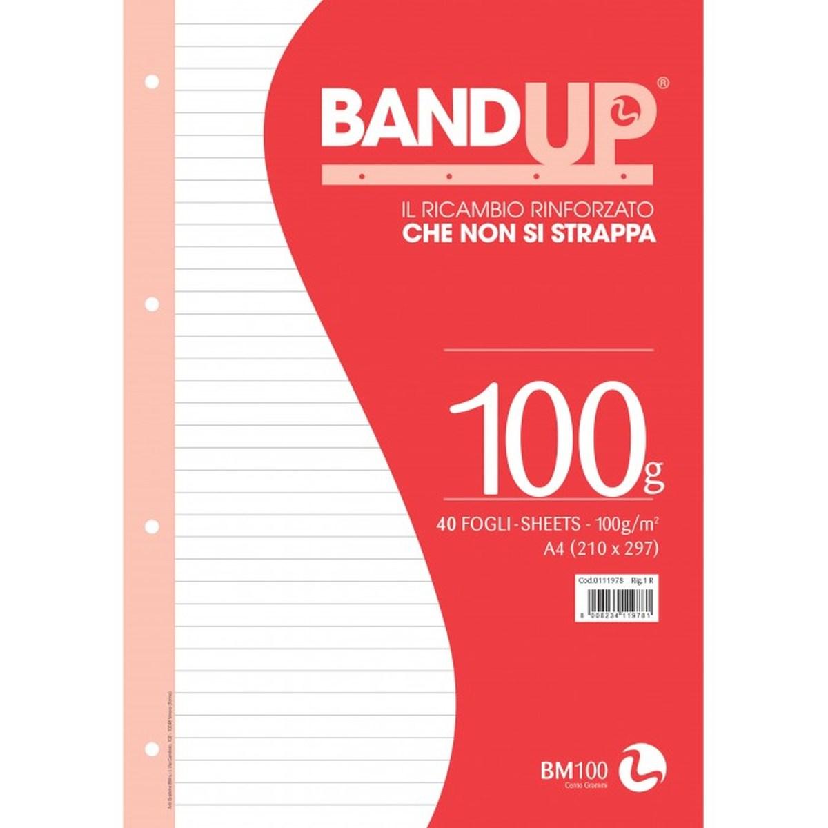 Bm - ricambi maxi quaderno a4 - band-up (fori rinforzati) - 100 gr - 40 ff