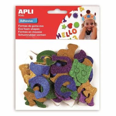 Apli - gomma eva glitter - lettere alfabeto - 52 pz