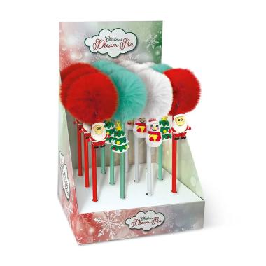 Lebez - penna christmas pom pom con charm in gomma