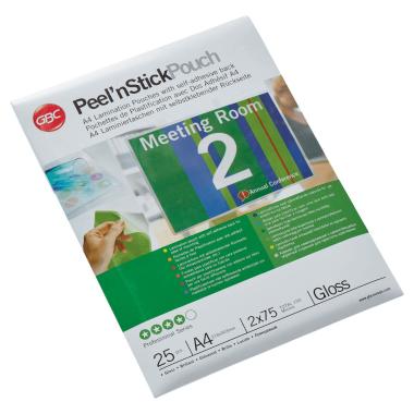 Gbc pouch peel n' stick autoadesive - a4 - 75 micron - 25 pz
