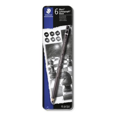 Mars® lumograph® black 100b matite tipo carboncino (8b - hb) - astuccio 6 pz