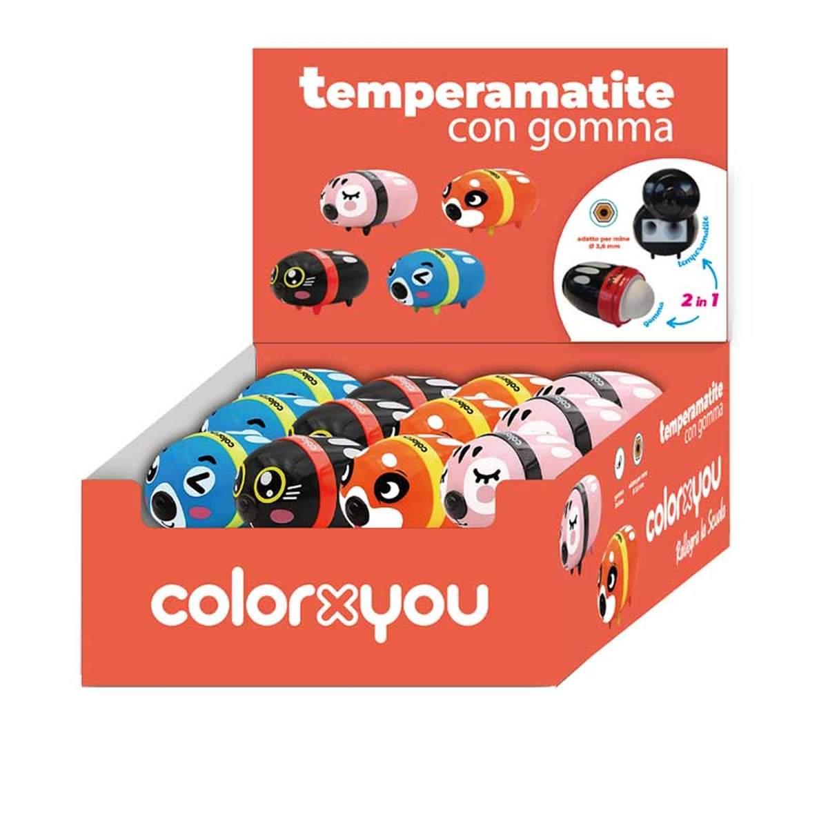Temperamatite 2 fori con gomma colorxyou