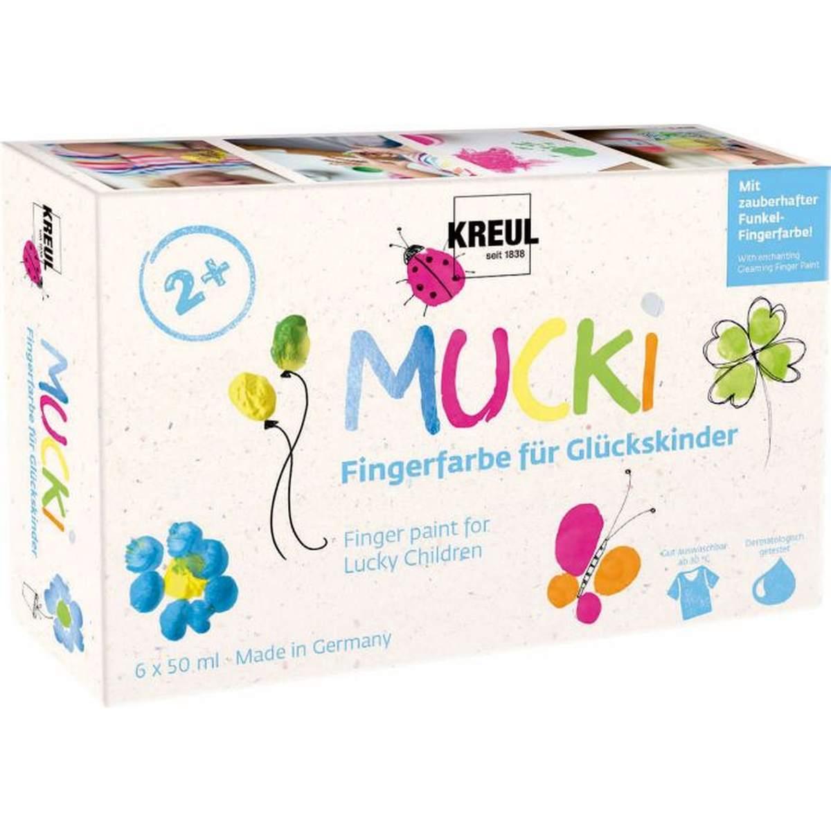 Mucki colori a dita per bambini - set 6 x 50 ml - fortuna