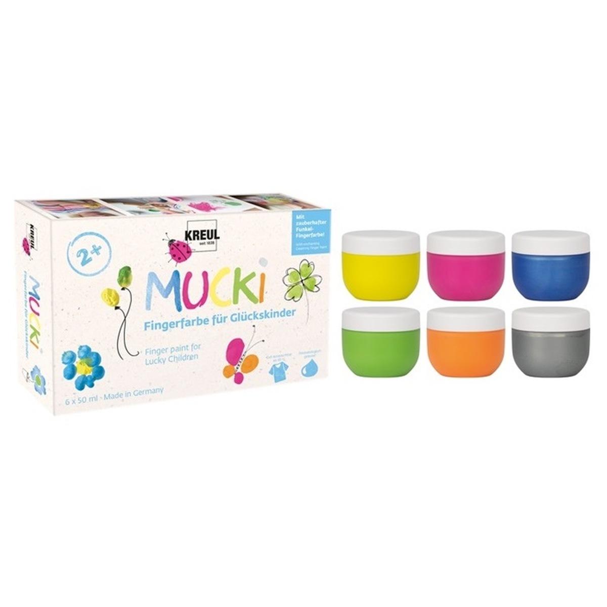 Mucki colori a dita per bambini - set 6 x 50 ml - fortuna