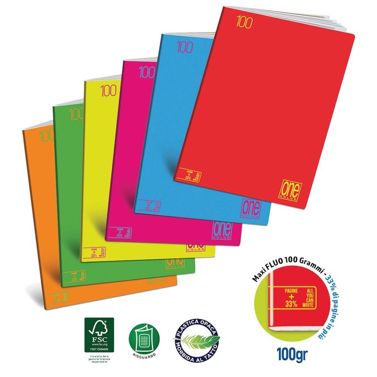 Maxi quaderno blasetti one color fluo 100 gr - 24+1 ff