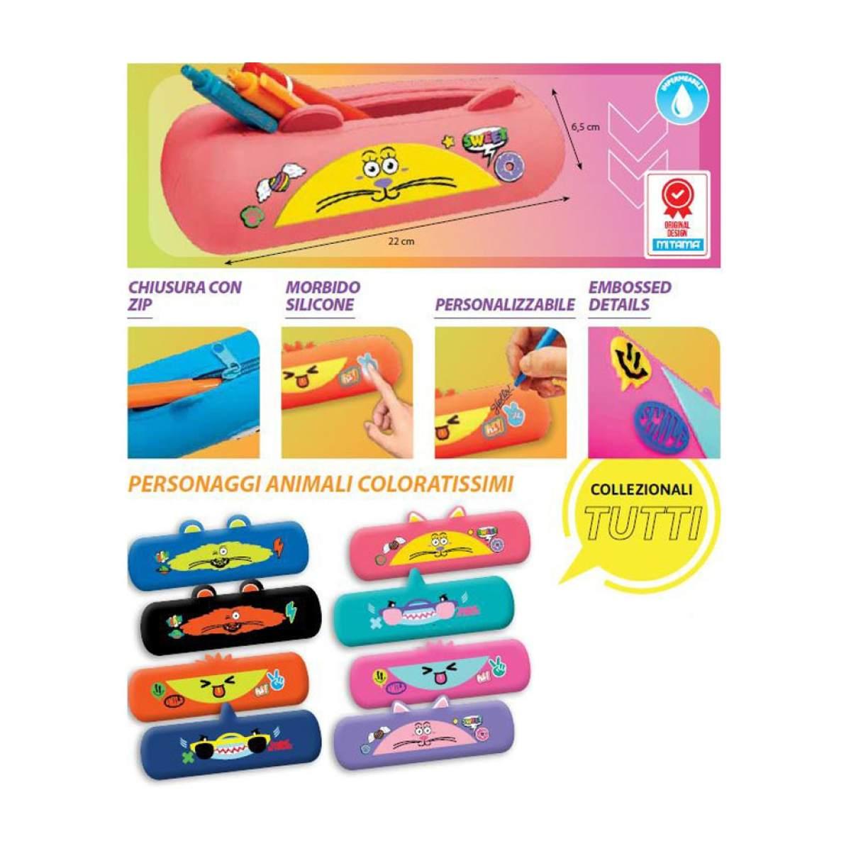 Astuccio silicone ovale mitama animals - 6,5 x 22 cm