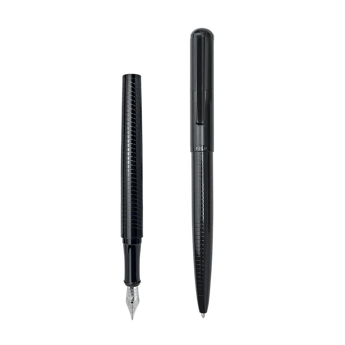 Niji - parure atlanta penna a sfera e stilografica completa di astuccio regalo