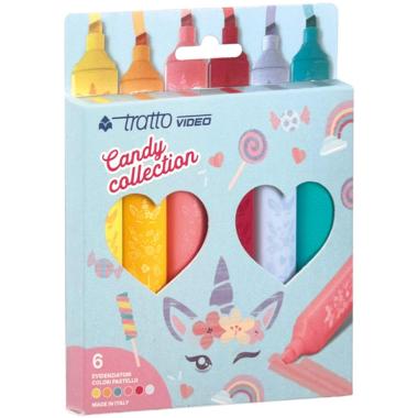 Set 6 evidenziatore tratto video candy collection