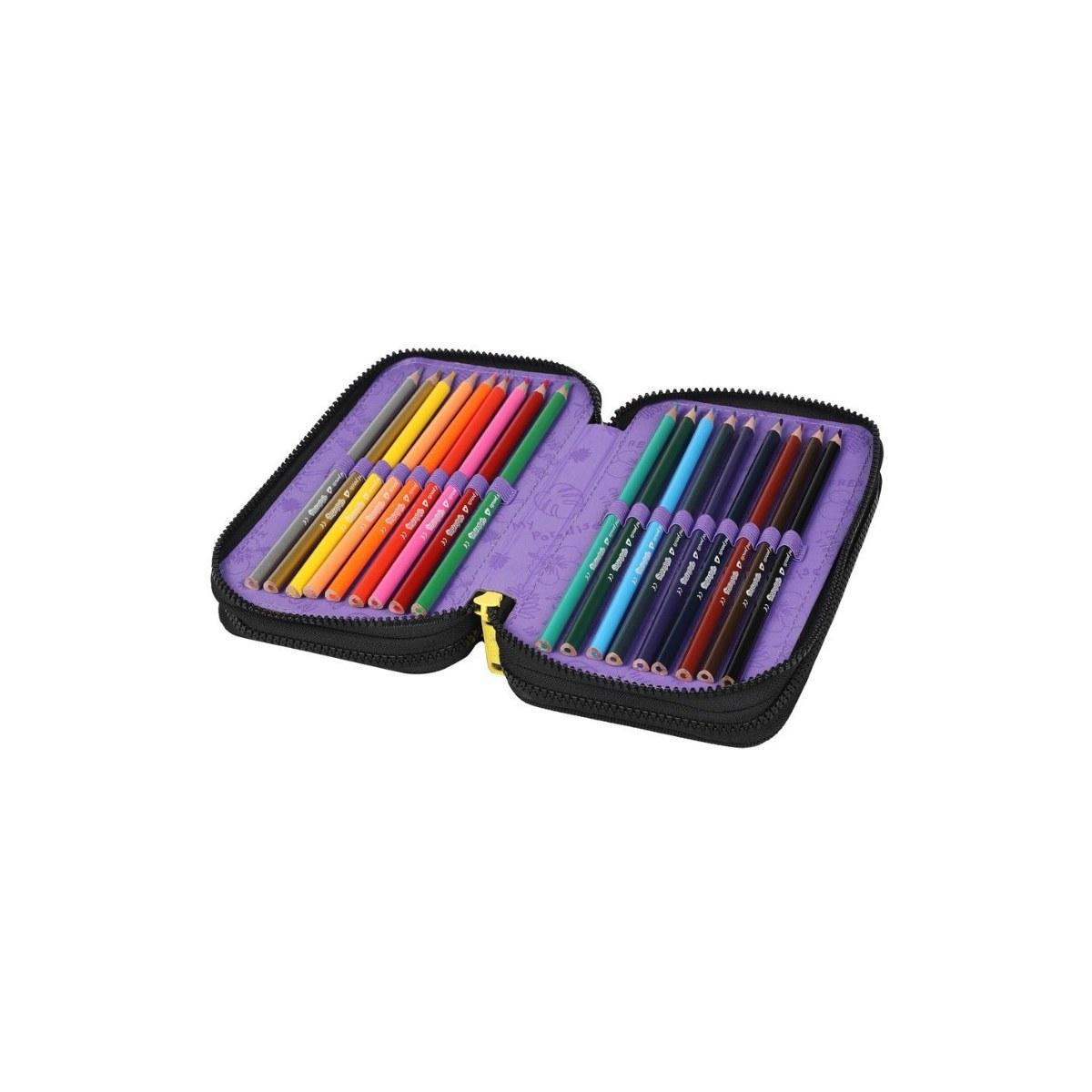 Astuccio a 3 scomparti disney stitch black