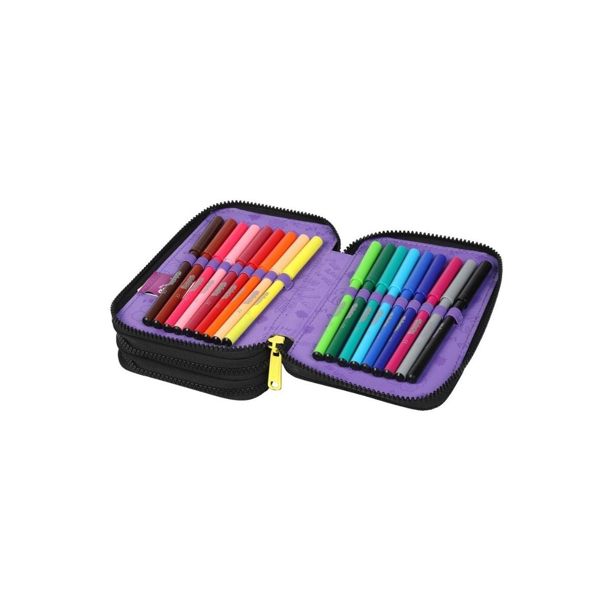 Astuccio a 3 scomparti disney stitch black