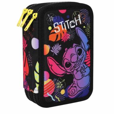 Astuccio a 3 scomparti disney stitch black