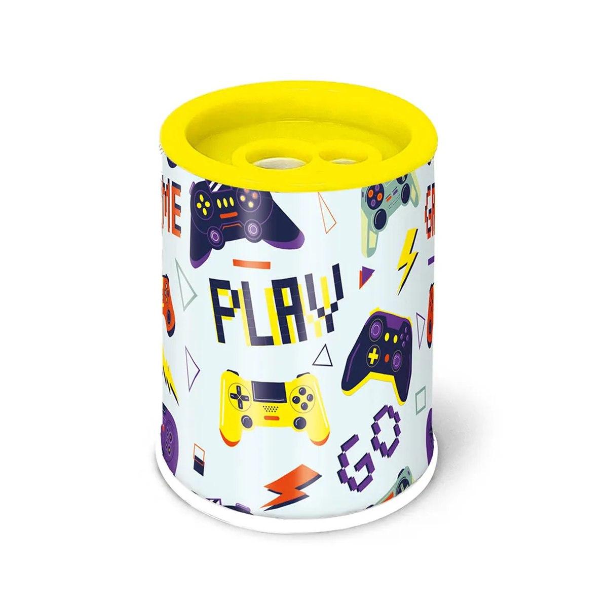 Temperamatite 2 fori con contenitore in latta