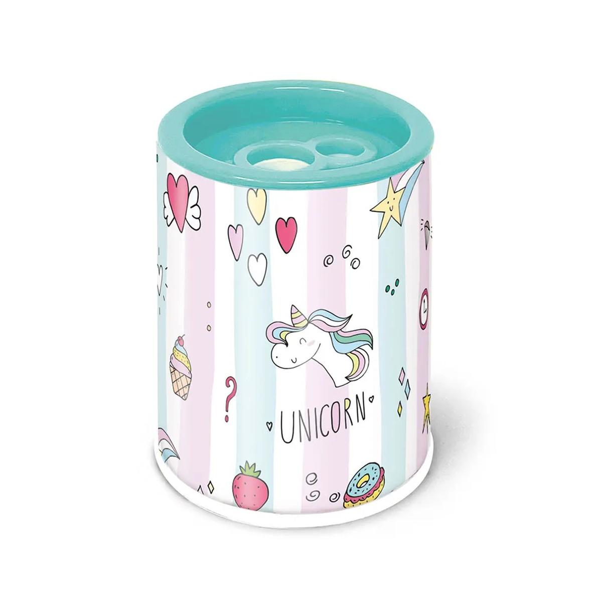 Temperamatite 2 fori con contenitore in latta