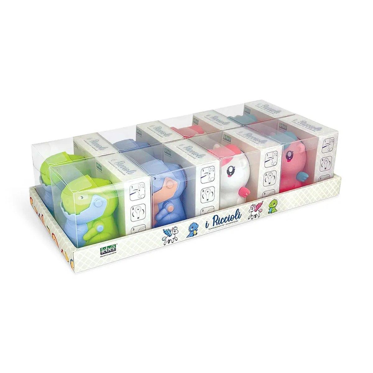 Temperamatite da scrivania riccioli con fantasie unicorno & dino