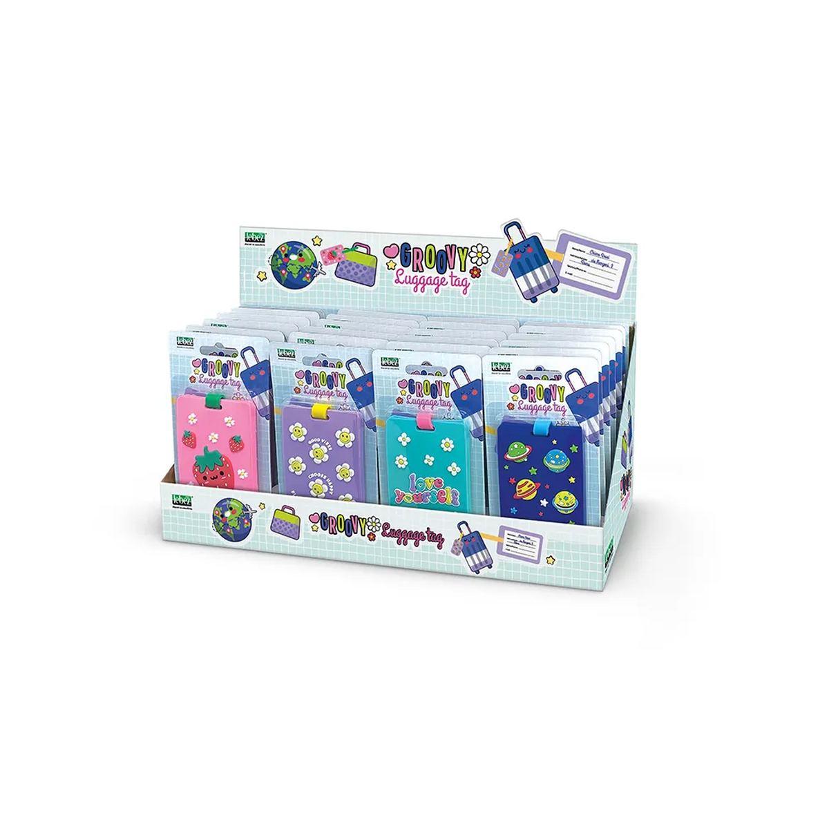 Targhette per valigia groovy in silicone con decorazioni in rilievo