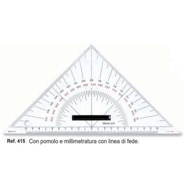 Squadra nautica 45 26 cm con pomolo e millimetratura con linea di fede