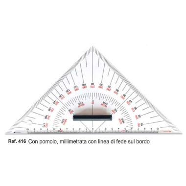 Squadra nautica 45 26 cm con pomolo millimetrata con linea di fede sul bordo