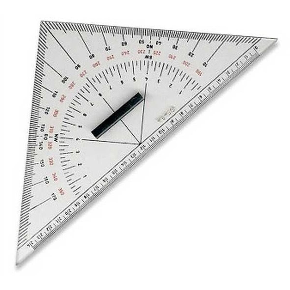 Squadra nautica 45 32 cm con pomolo millimetrata con linea di fede sul bordo