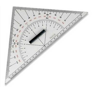 Squadra nautica 45 32 cm con pomolo millimetrata con linea di fede sul bordo