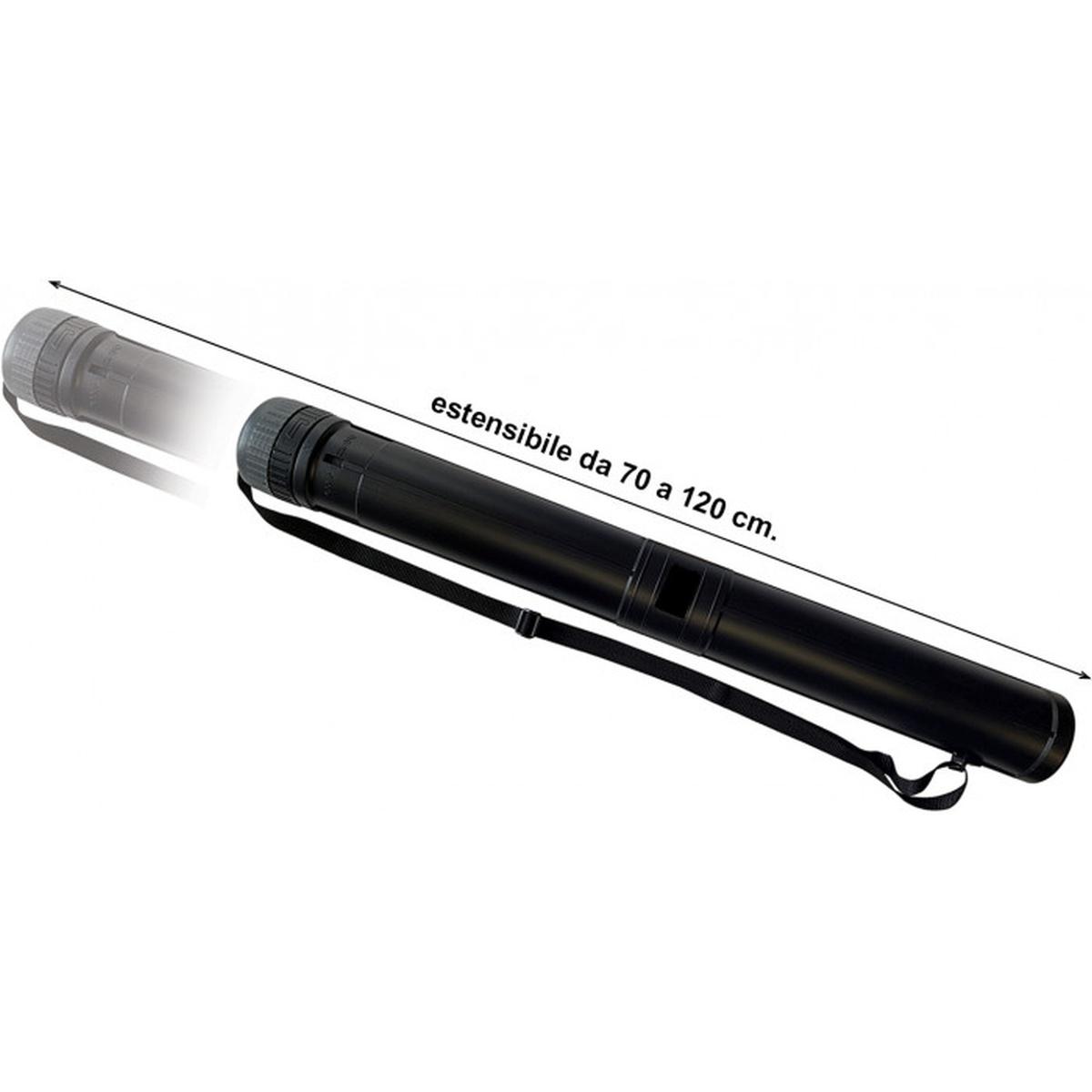 Tubo portadisegno estensibile con tracolla 70-120 cm  7,5 nero arda