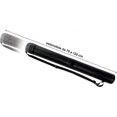 Tubo portadisegno estensibile con tracolla 70-120 cm  7,5 nero arda