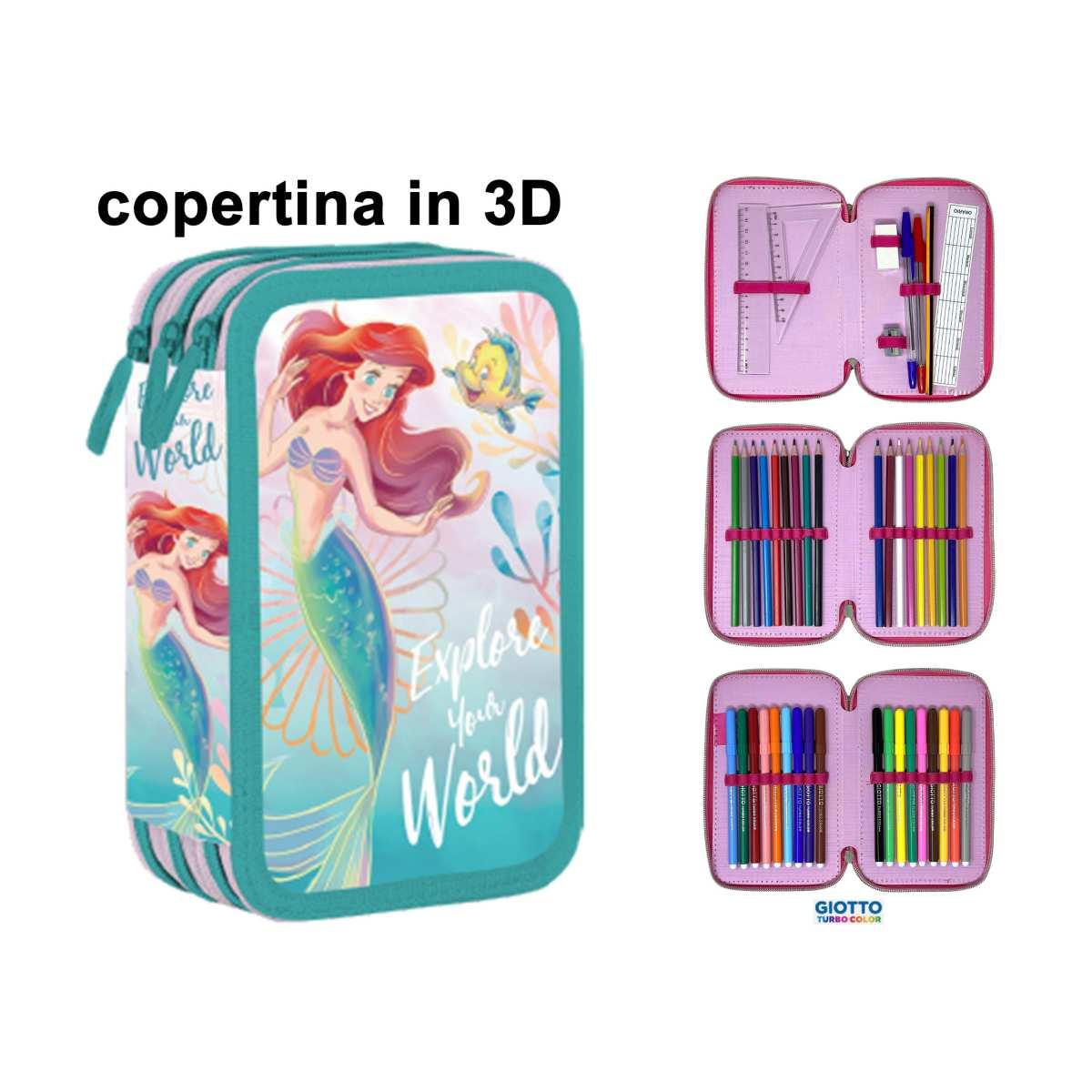 Astuccio 3 zip 18+18 exclusive ariel la sirenetta