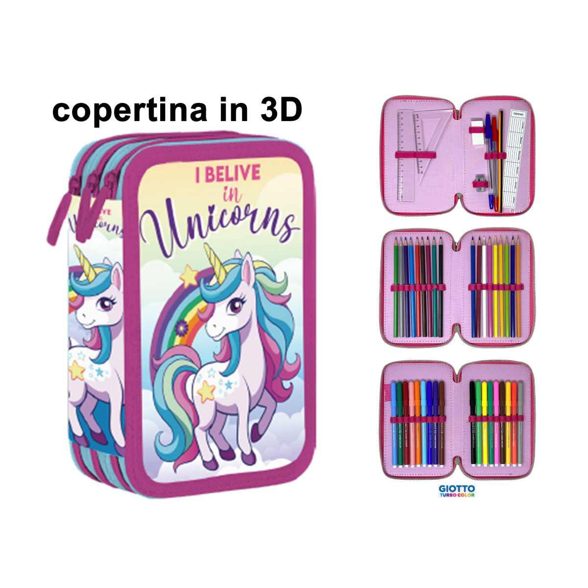 Astuccio 3 zip 18+18 exclusive unicorn