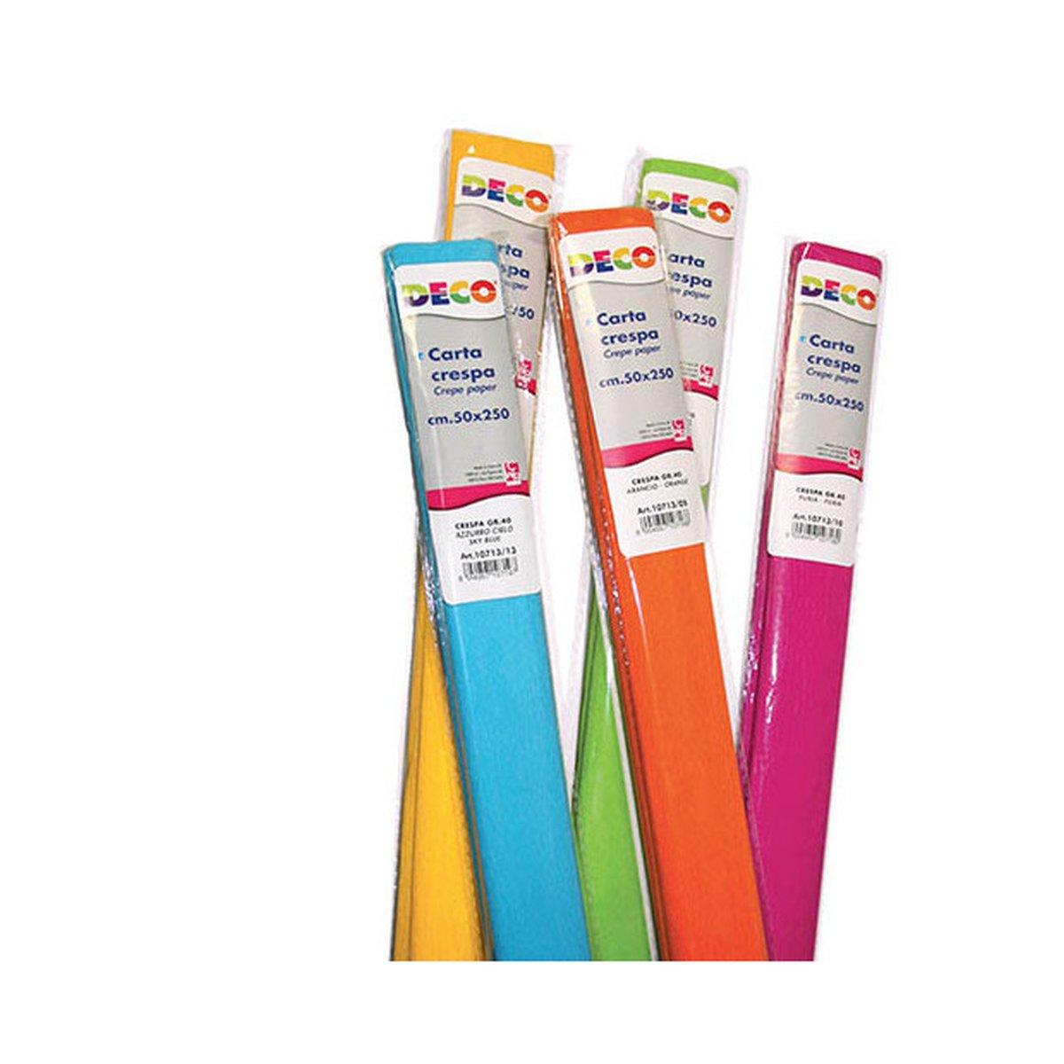 Deco - carta crespa speciale scuola 40 gr - 10 rotoli colori assortiti