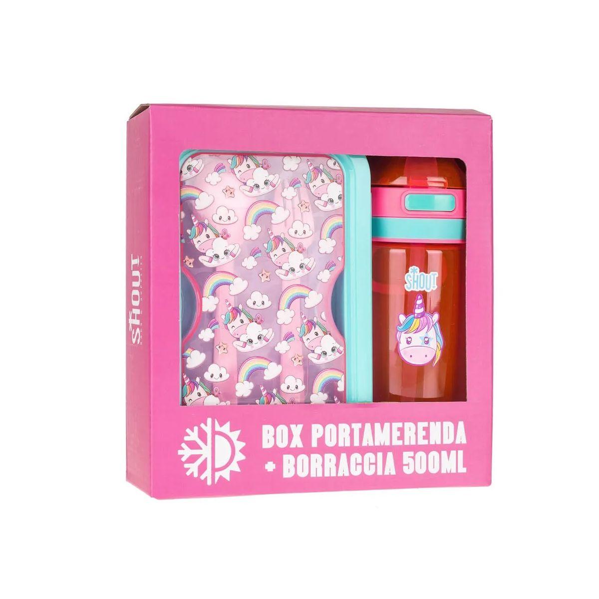 Shout magic unicorn  set borraccia + portamerenda