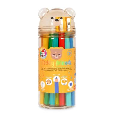 Legami - set di 24 matite colorate con temperino - teddy friends