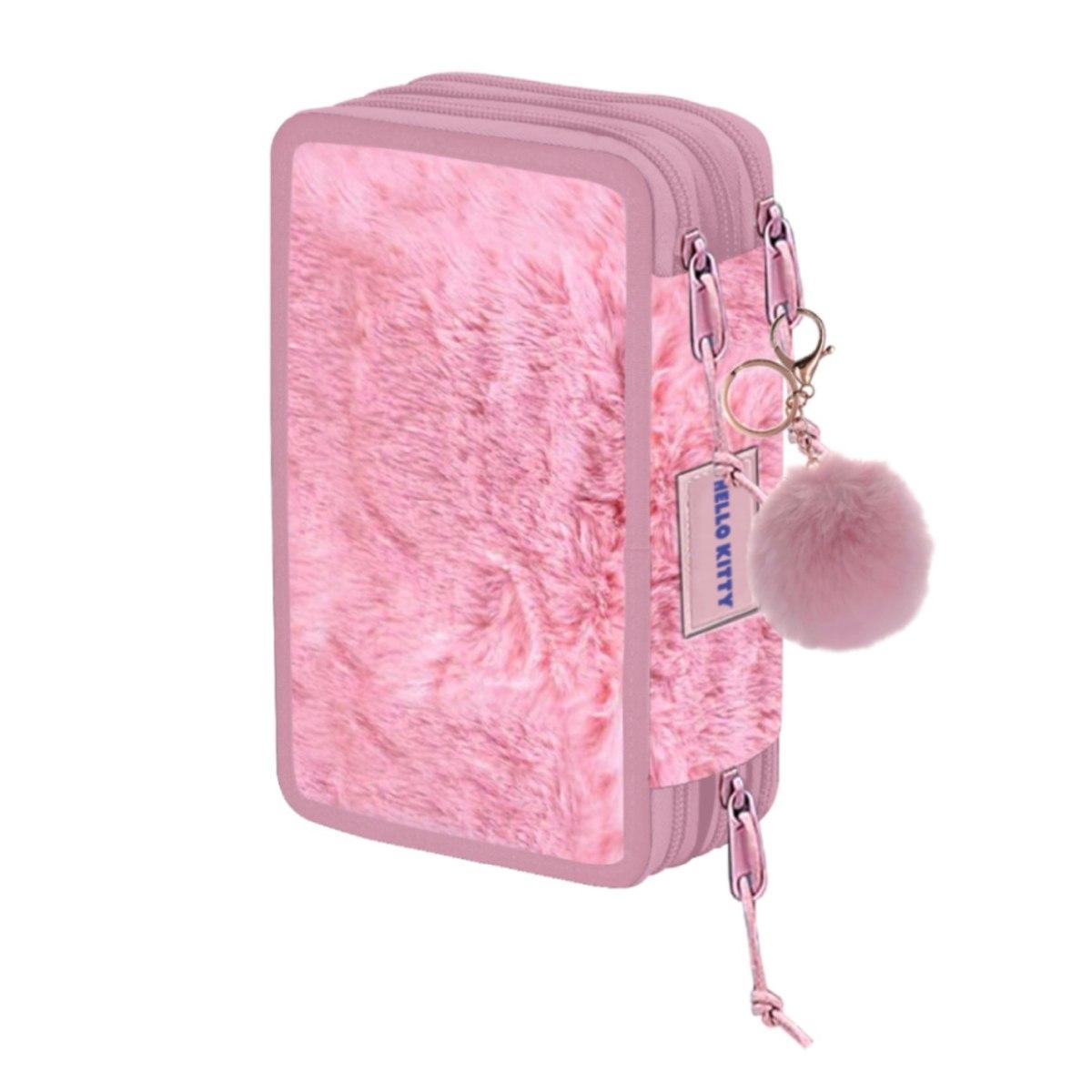 Astuccio completo in peluche 3 zip hello kitty