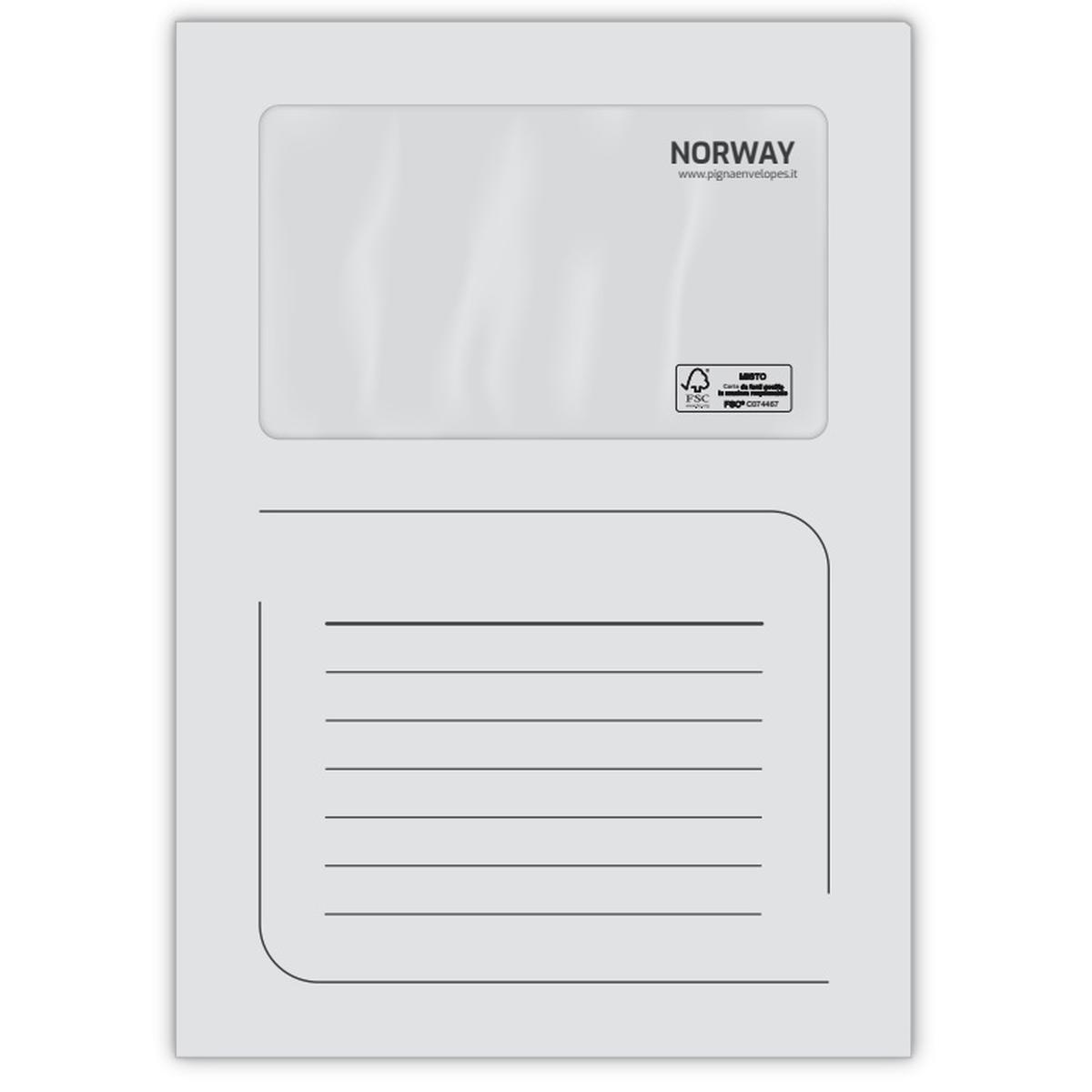 Cartelle norway 220 x 310 mm con finestra 100 x 170 mm - 50 pz