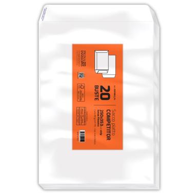 Buste a sacco fondo piatto 250 x 353 mm competitor strip 80 gr - pack 20 pz