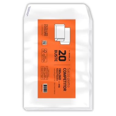 Buste a sacco fondo piatto 190 x 260 mm competitor strip 80 gr - pack 25 pz