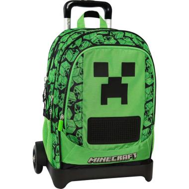 Zaino trolley staccabile minecraft pixel verde/nero