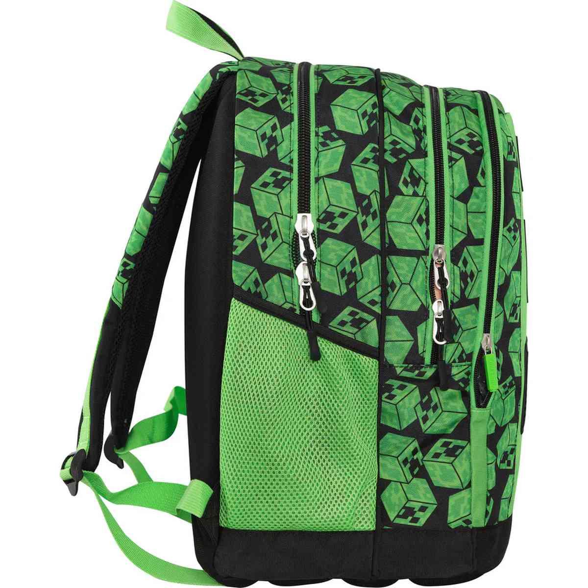 Zaino organizzato minecraft pixel verde/nero