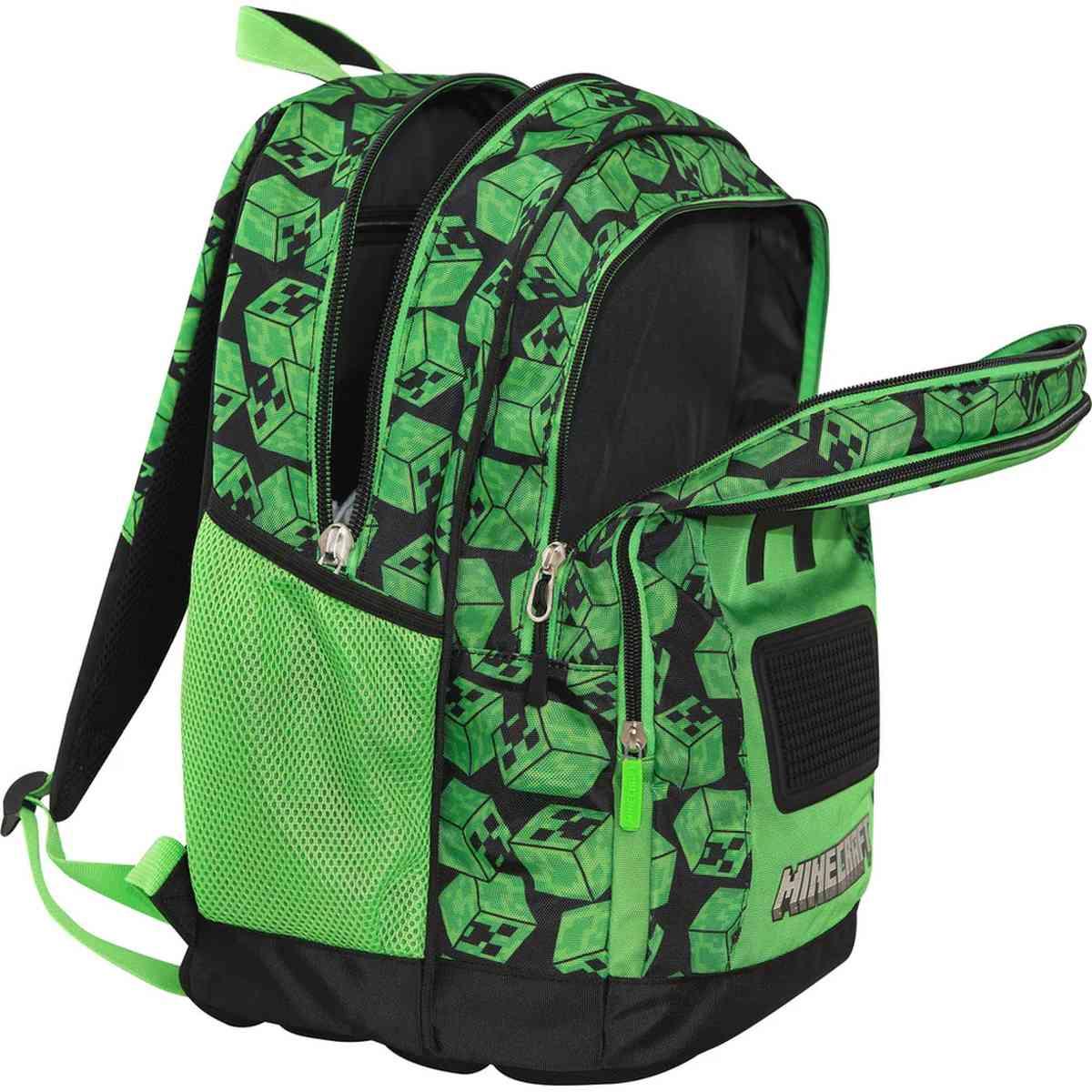 Zaino organizzato minecraft pixel verde/nero