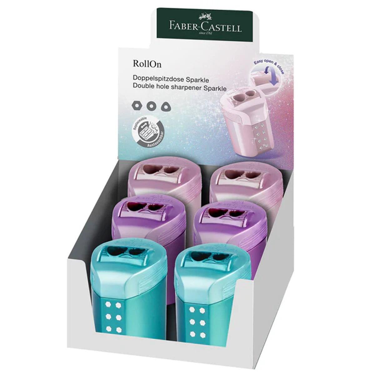 Temperino contenitore 2 fori rollon sparkle faber-castell