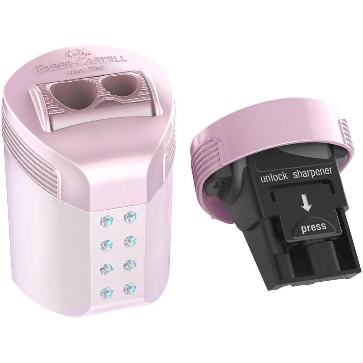 Temperino contenitore 2 fori rollon sparkle faber-castell