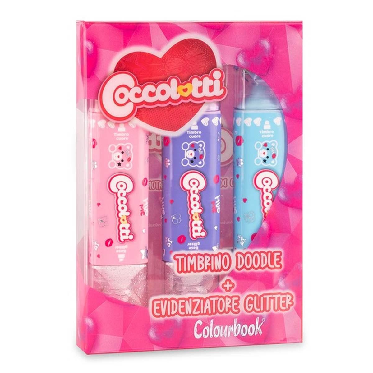 Evidenziatore glitterato con timbrino coccolotti by colourbook 3pz