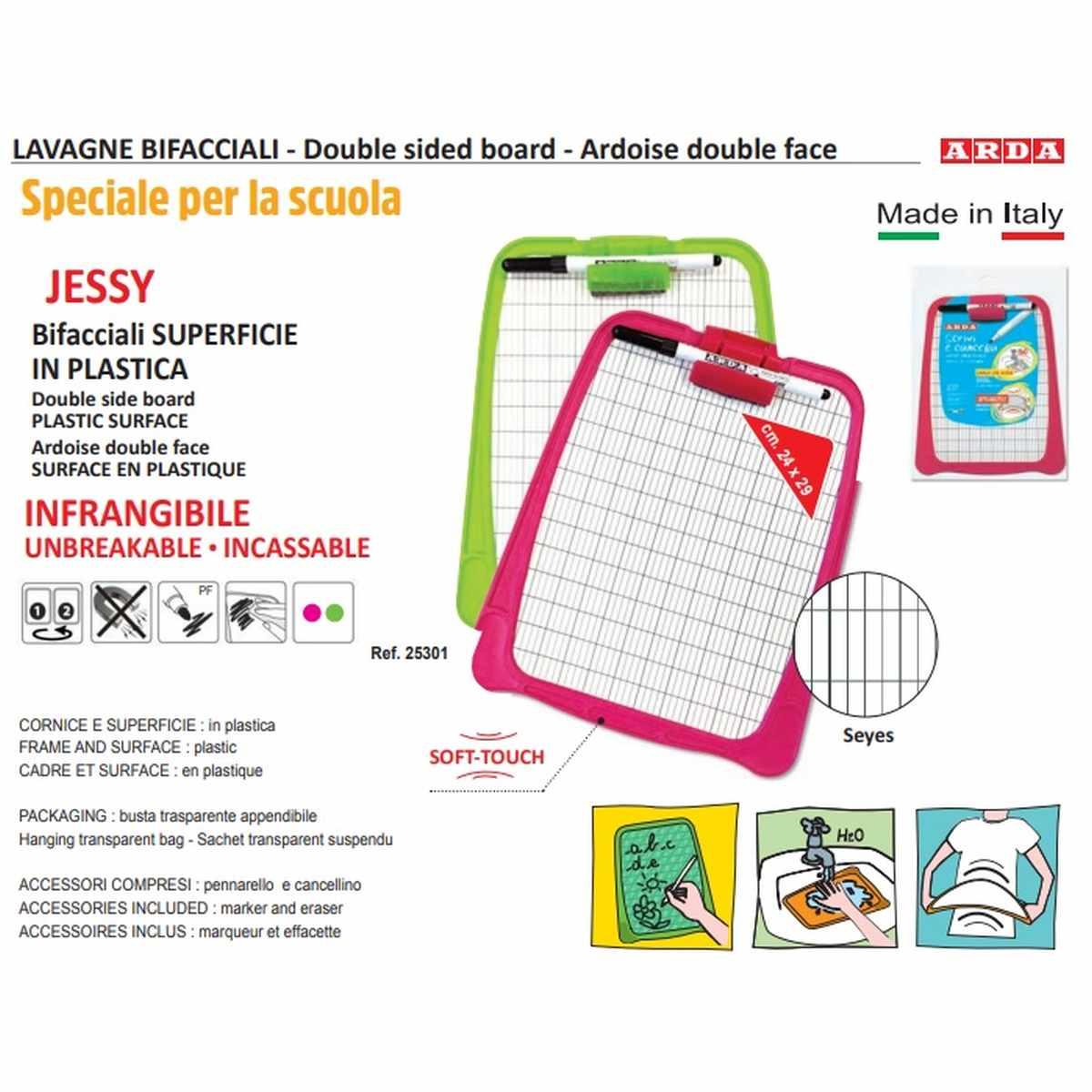 Lavagnetta bifacciale jessy - infrangibile - 24 x 29 cm